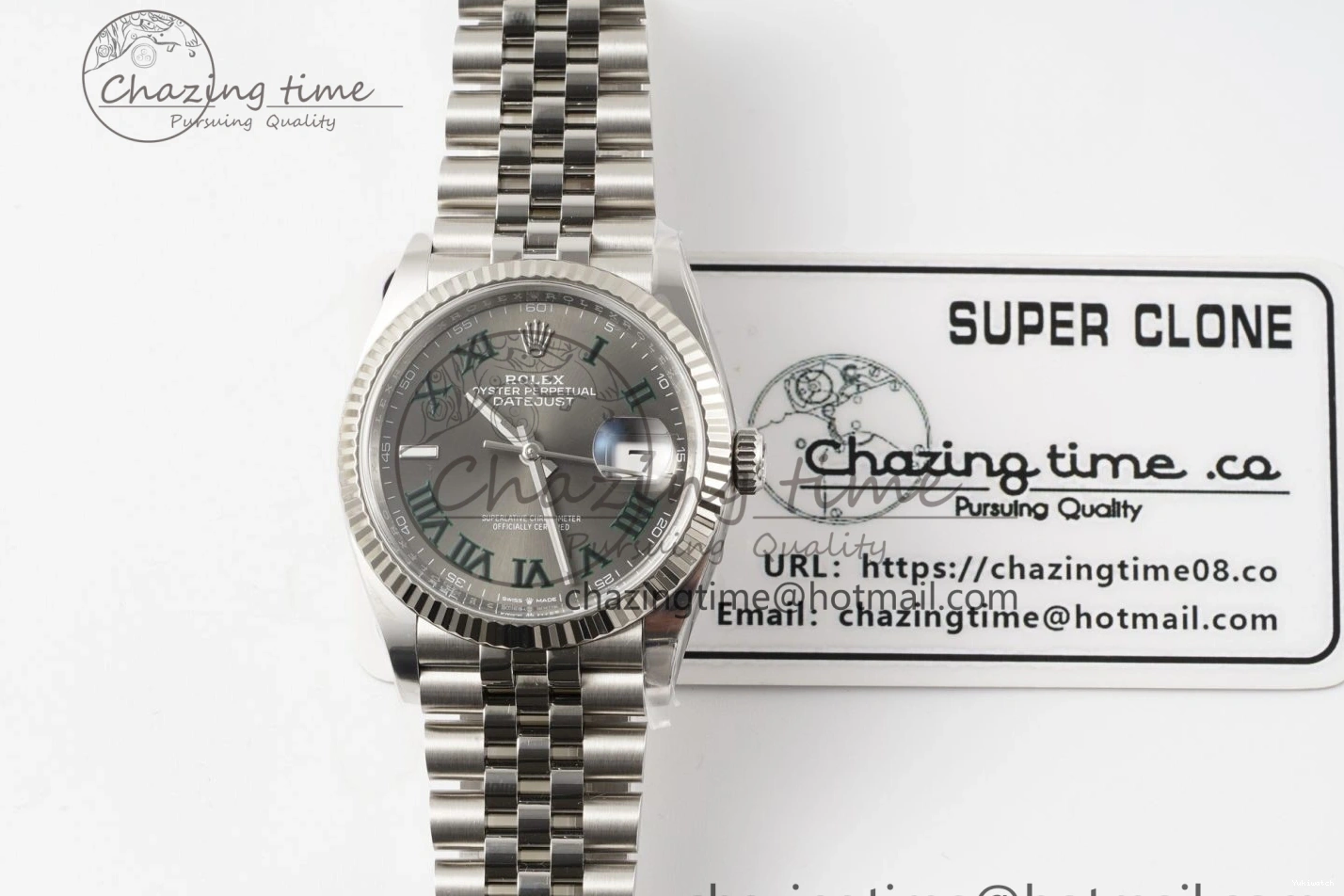 Bracelet Gray Edition 904L Green Roman Best Dial VR3235 Steel 126234 1:1 on DateJust Jubilee 36 Markers Clean 0506